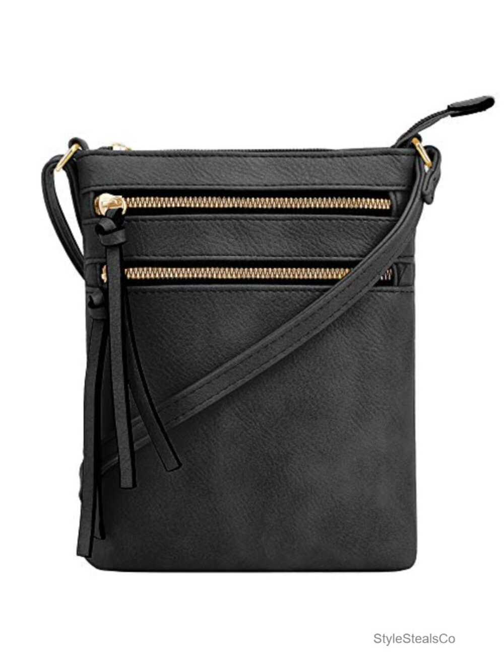 PU Leather Crossbody Bag Multi Pocket Zipper Purse Adjustable Strap Travel